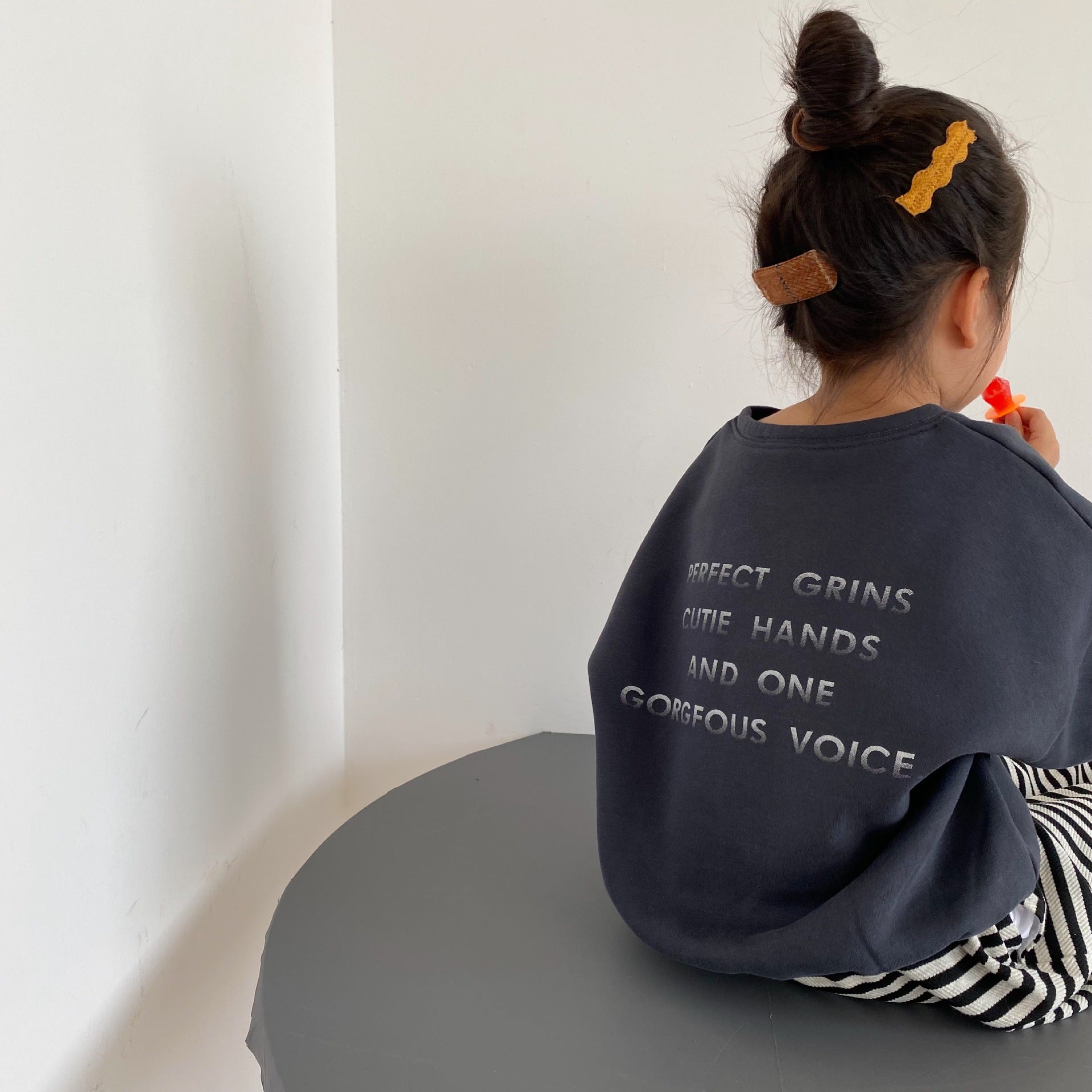 Children's letter embroidered fleece hoodie