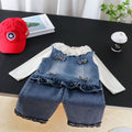 Spring outfit girl denim vest long sleeved three piece set