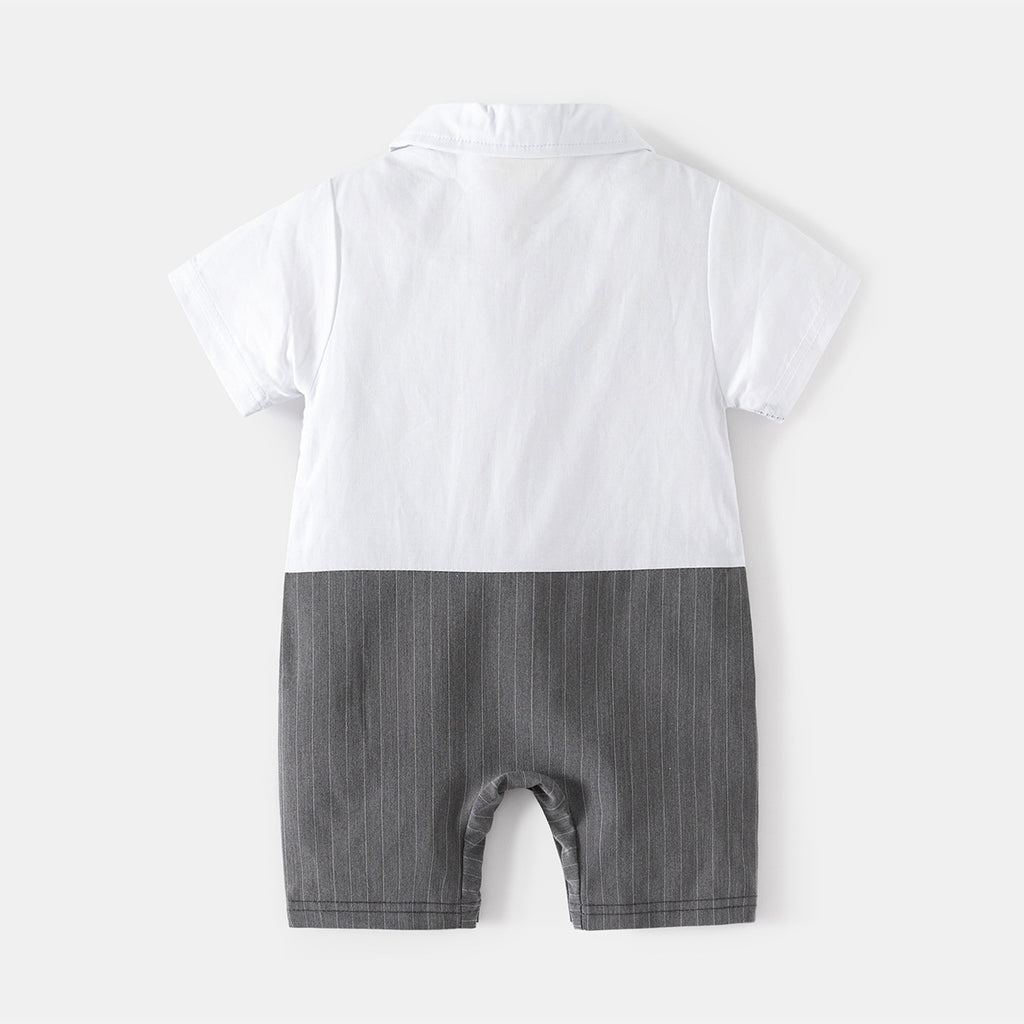 Bib Overall with Gentleman Bow Tie for Boys, Casual Style, Sleeveless Baby Romper without Hood