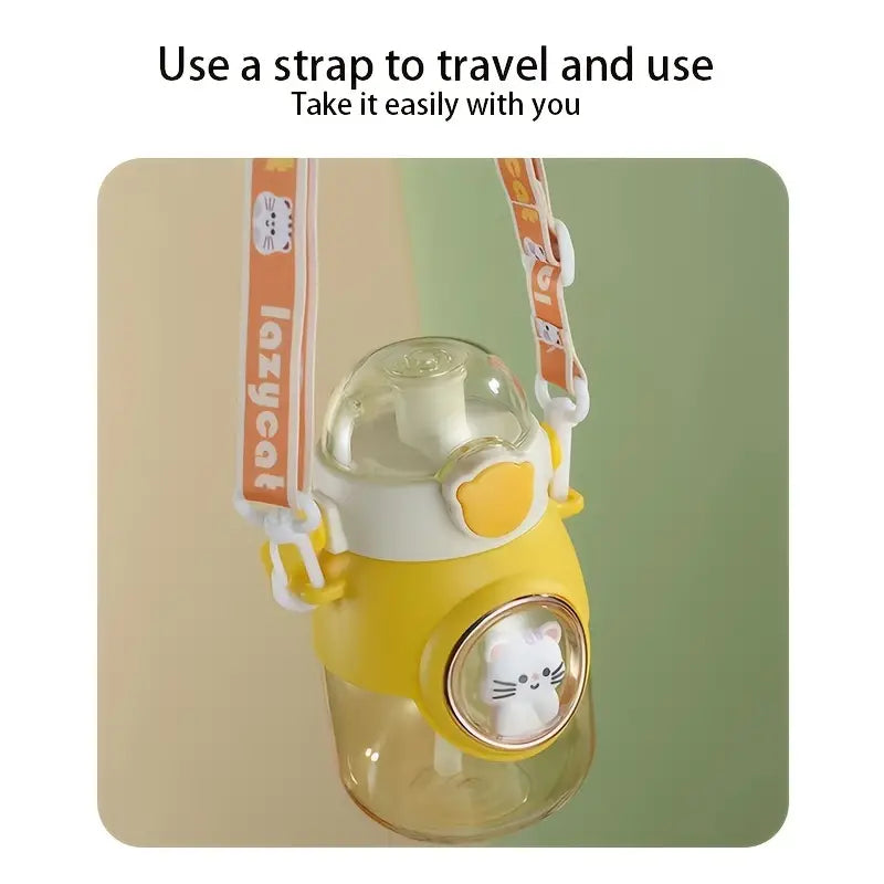 Cute Summer Water Bottle with Straw for Students 7.08"