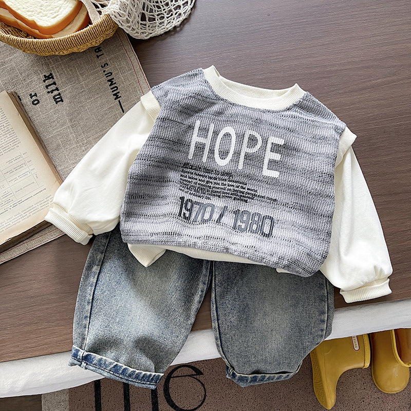 Male baby casual hoodie two-piece set children's clothing