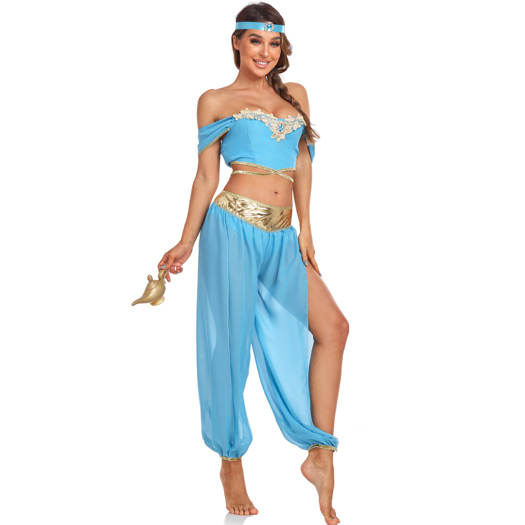 Sexy Aladdin Lamp Jasmine Princess Dress Cosplay Costume Festival Party Outfit Halloween Costume