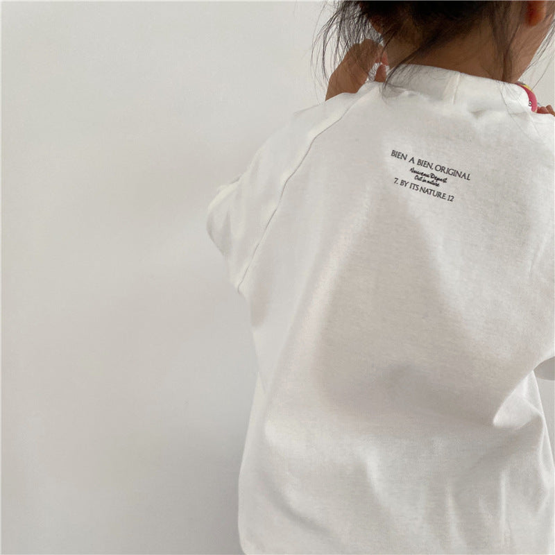 Children's back letter half high neck base shirt