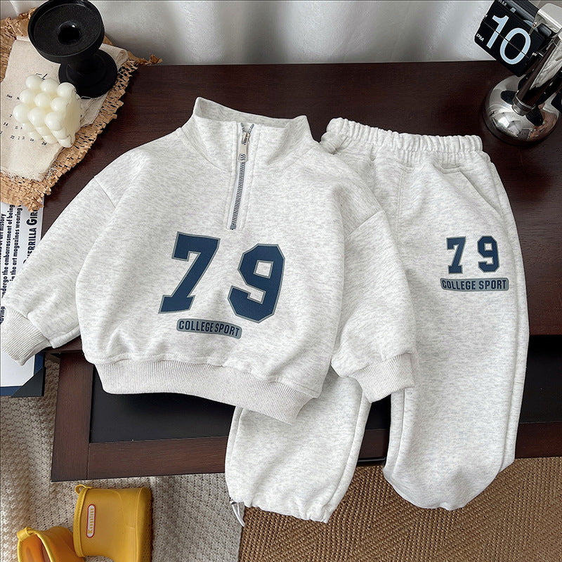 Sportswear Half Zipper Long Sleeve Two Piece Set