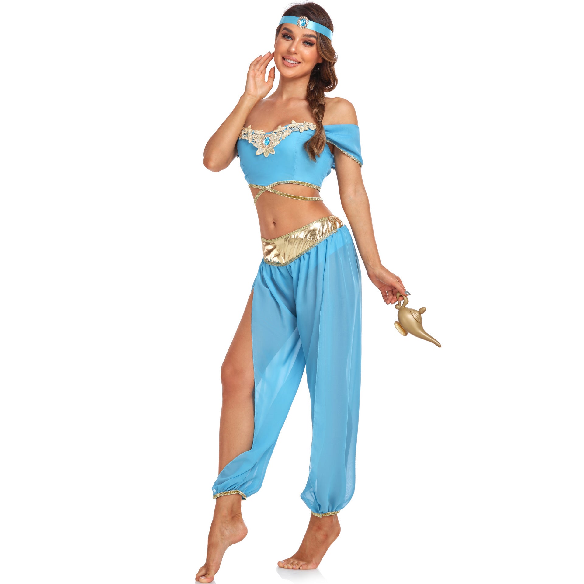 Sexy Aladdin Lamp Jasmine Princess Dress Cosplay Costume Festival Party Outfit Halloween Costume
