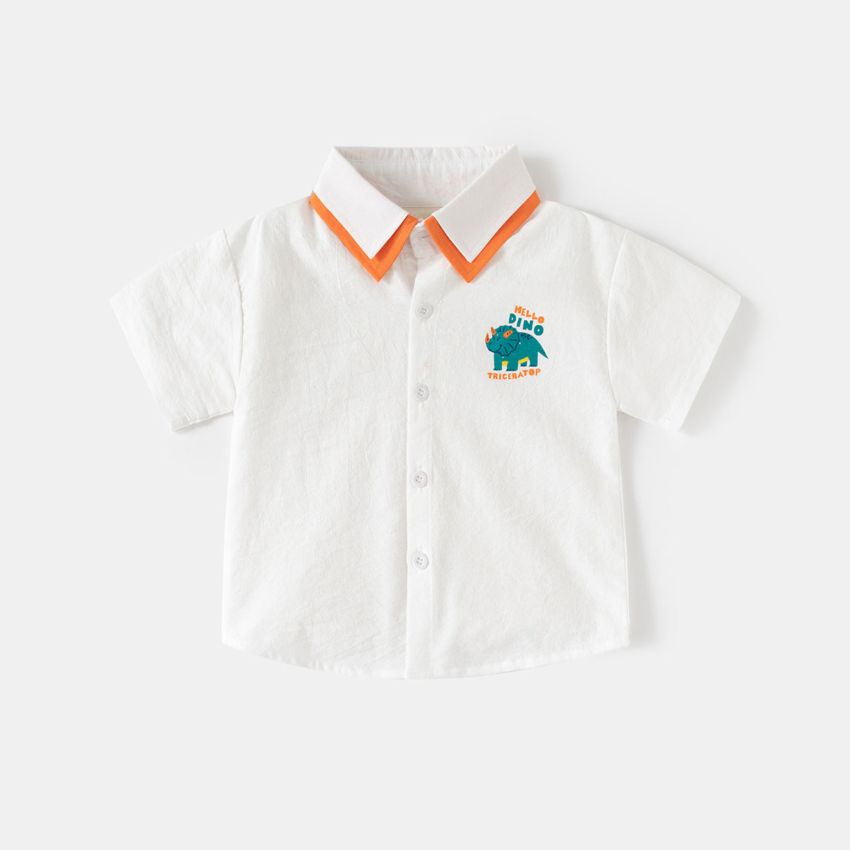 Short Sleeve Shirt for Boys Dinosaur Print Button-Down, Stylish Baby Boy's Summer Outfit
