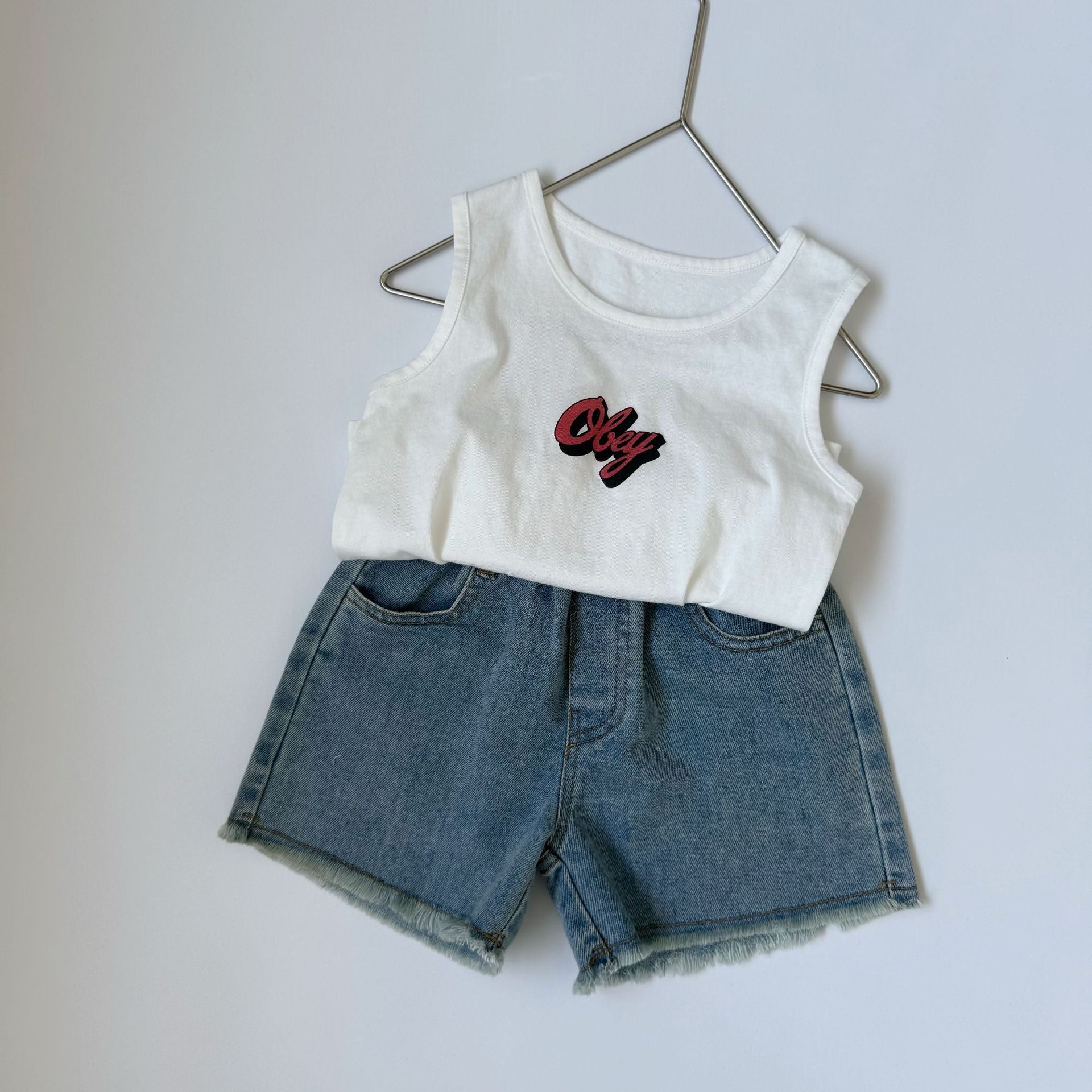 Children's frayed denim shorts