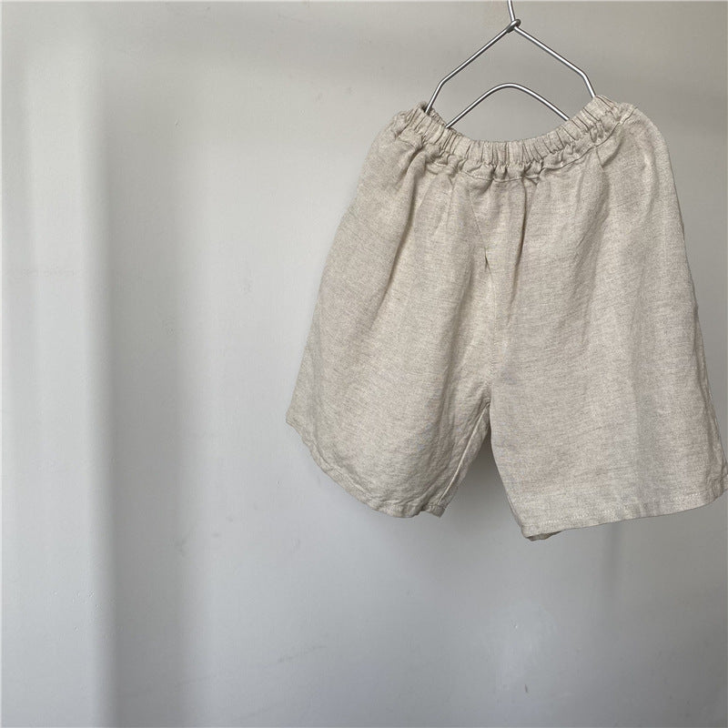 Standing cut cotton and linen wide leg pants
