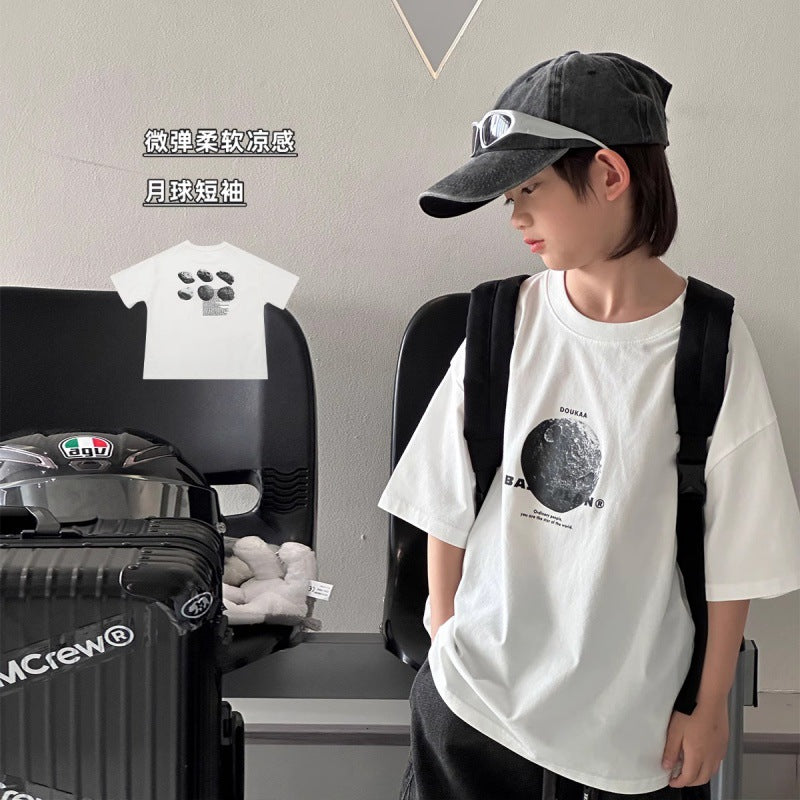 Boy's Short Sleeve T-Shirt Middle and Large Size Top
