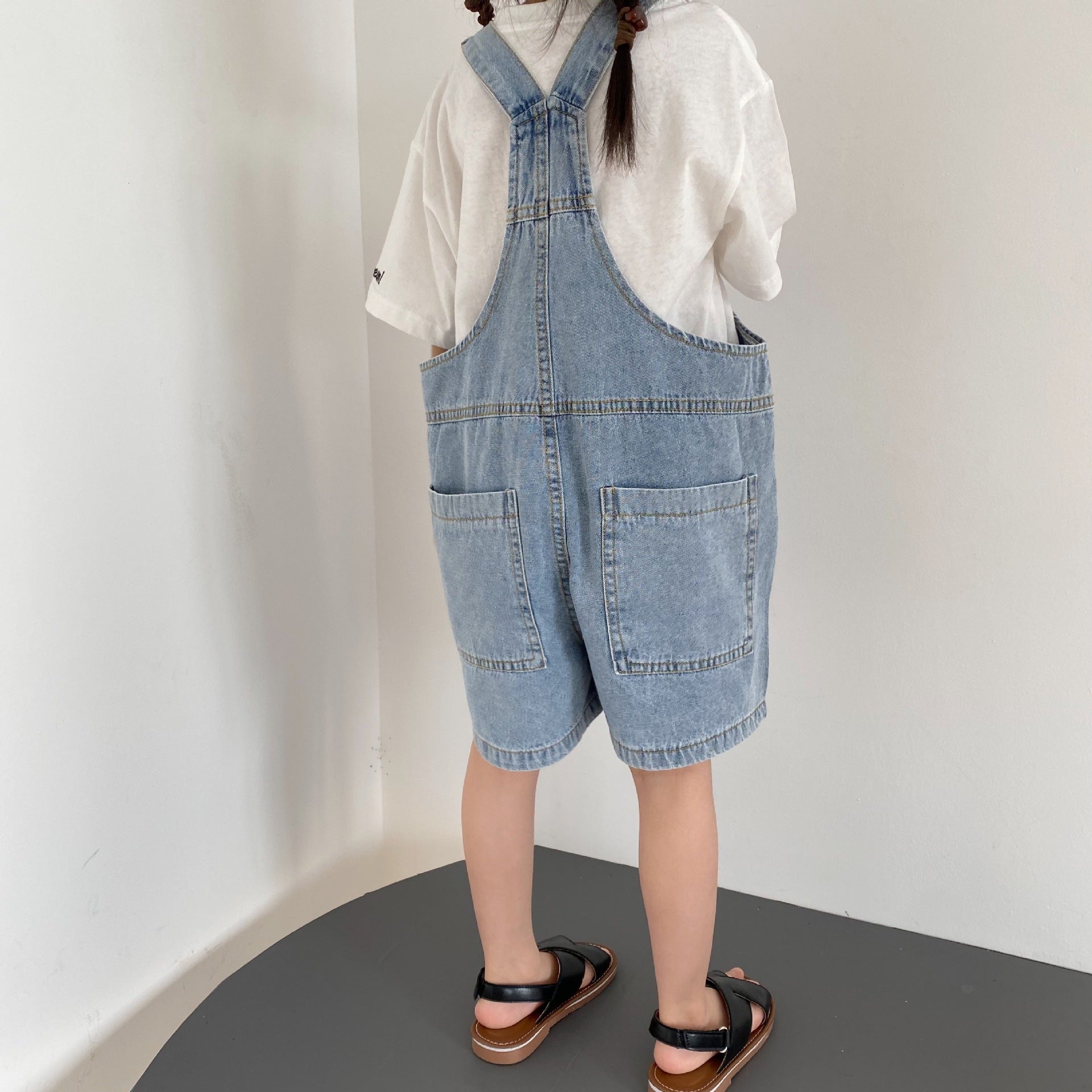 Thin denim camisole overalls