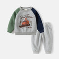 Children's Casual Set Boys Hoodie and Sweatpants Cartoon Print Two-Piece Outfit