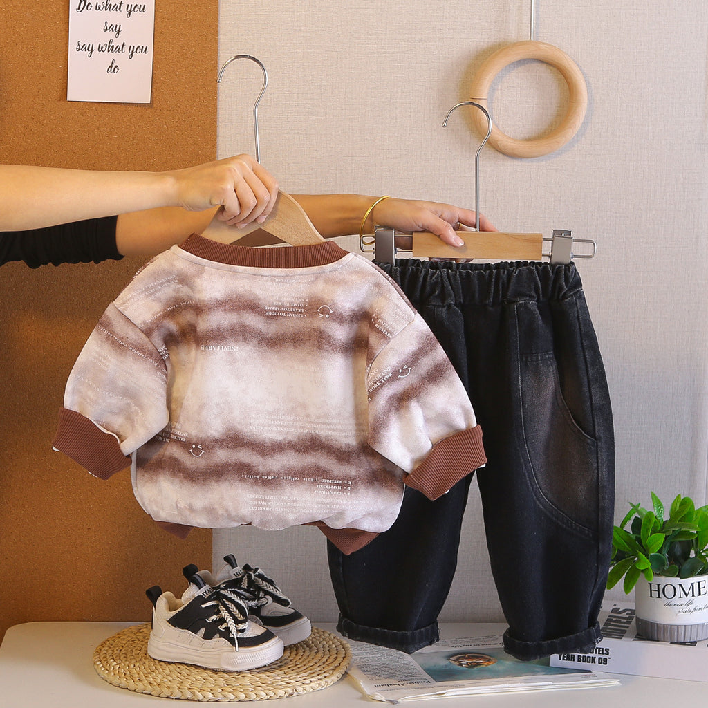 Small and medium-sized children's hoodie long sleeved two-piece set