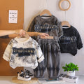 Casual letter hoodie long sleeved two-piece set