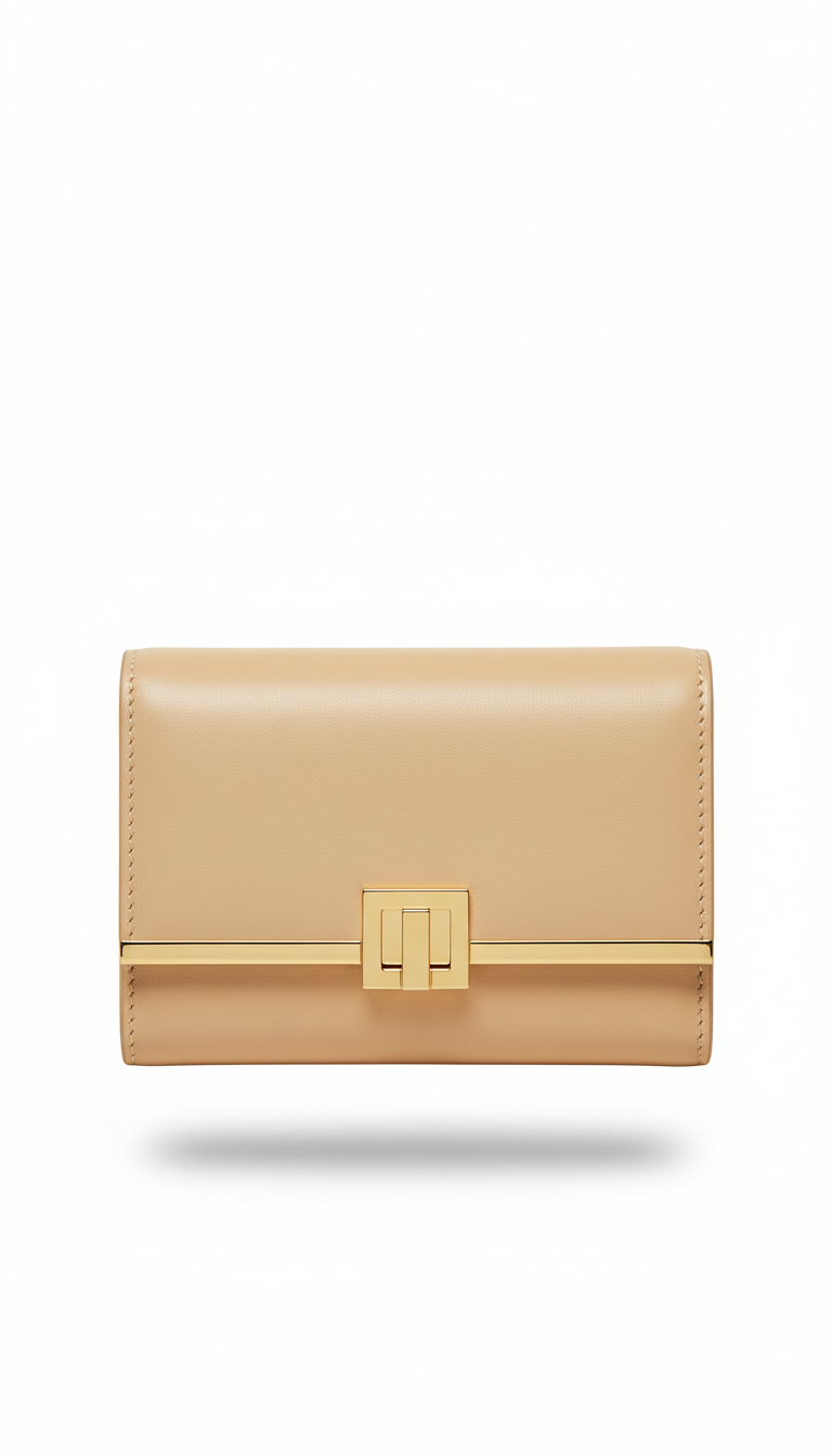 gold-accented calfskin wallet
