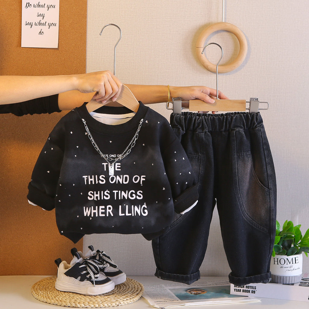 Spring and Autumn Long Sleeve Hoodie Two Piece Set