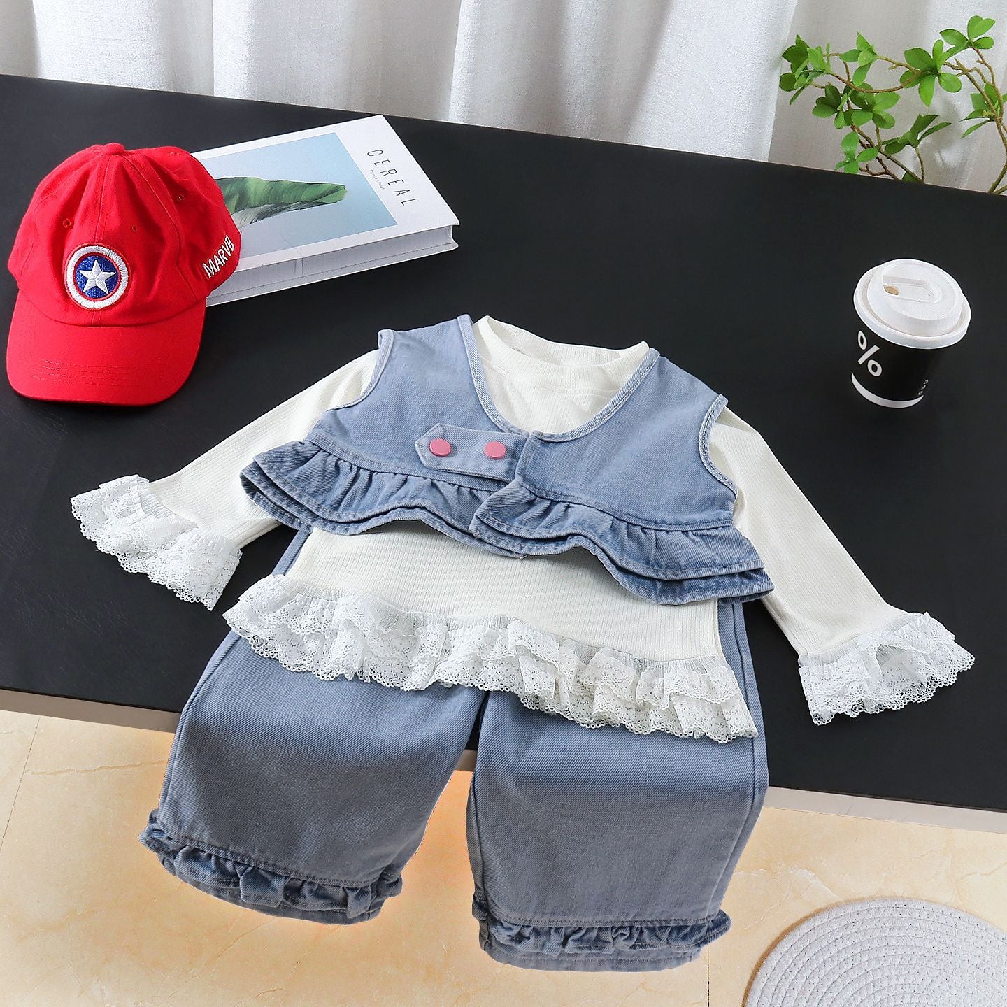 Cowboy vest three piece set for spring and autumn