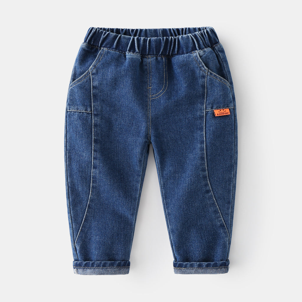 Casual Soft Comfortable Pants Cotton Solid Color  Cute Children's Clothing Boys' Denim Long Pants