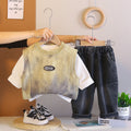 Spring and Autumn Period Tie dye vest three piece set baby clothes