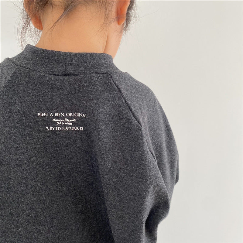 Children's back letter half high neck base shirt