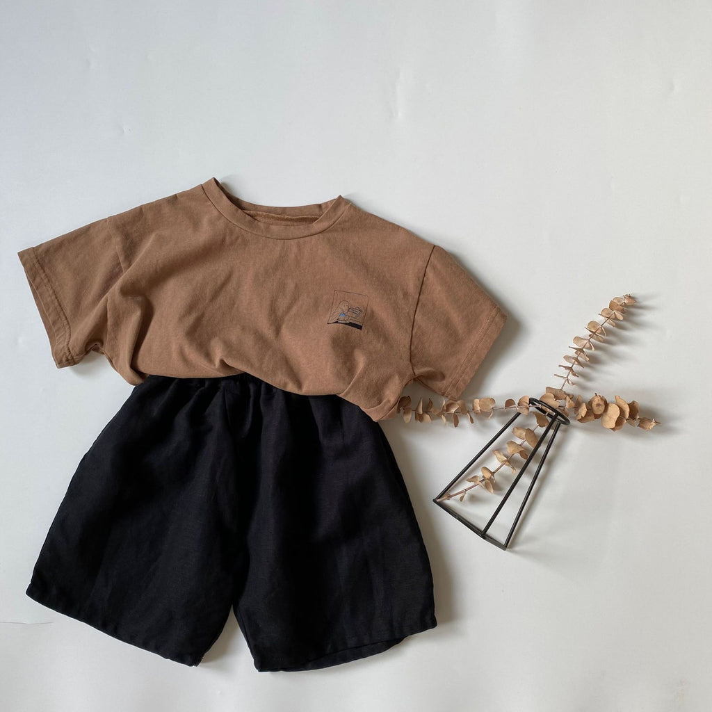 Standing cut cotton and linen wide leg pants