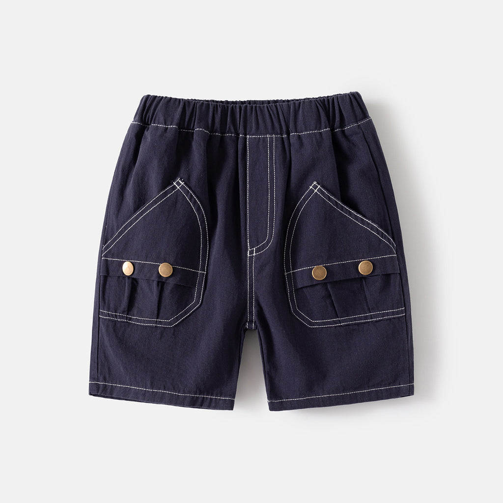 5-Pocket Pants New Boy Retro Button Casual Shorts Loose Mid-Length Pants Trendy Wholesale