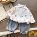 Cartoon tie shirt two-piece set