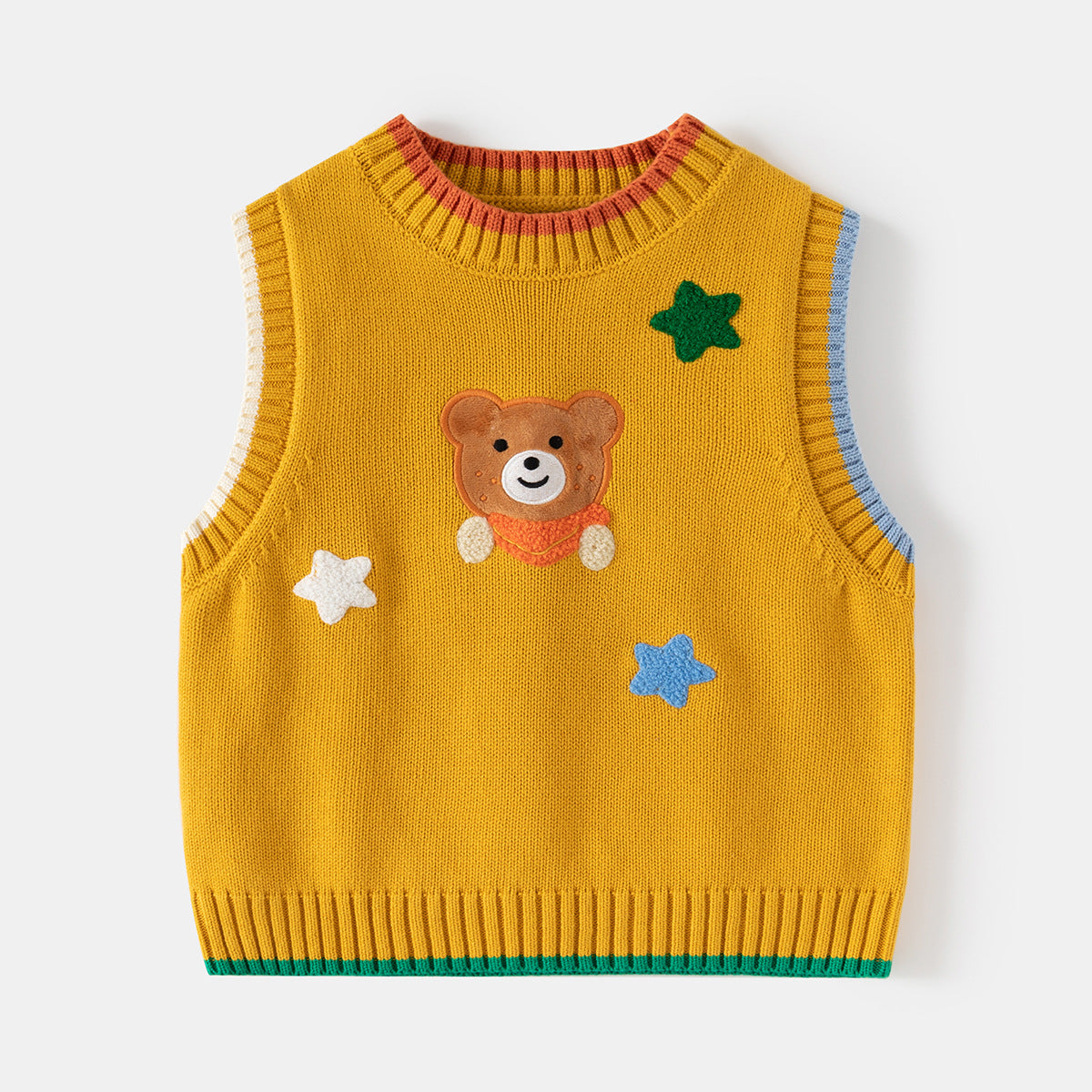 Children's Knitted Vest Wholesale Boy's Sweater Baby Sleeveless Pullover Cartoon Bear Top Fashion