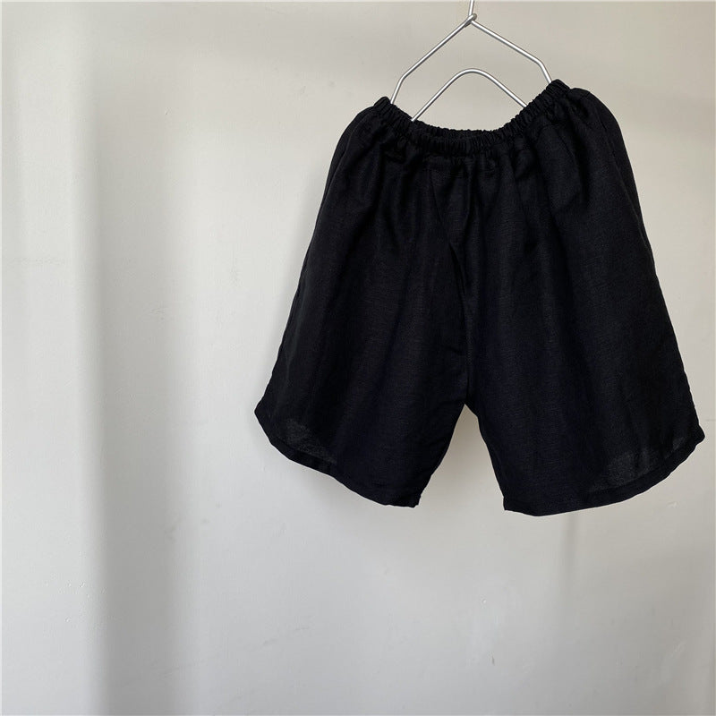 Standing cut cotton and linen wide leg pants