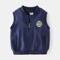 Street Style Solid Color Sleeveless Zipper Closure Slim Fit Children's Vest