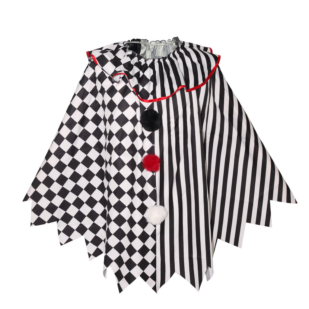 Horror Clown Cosplay Costume Halloween Women's Black and White Cape Masquerade Adult Cosplay Role Play Costume