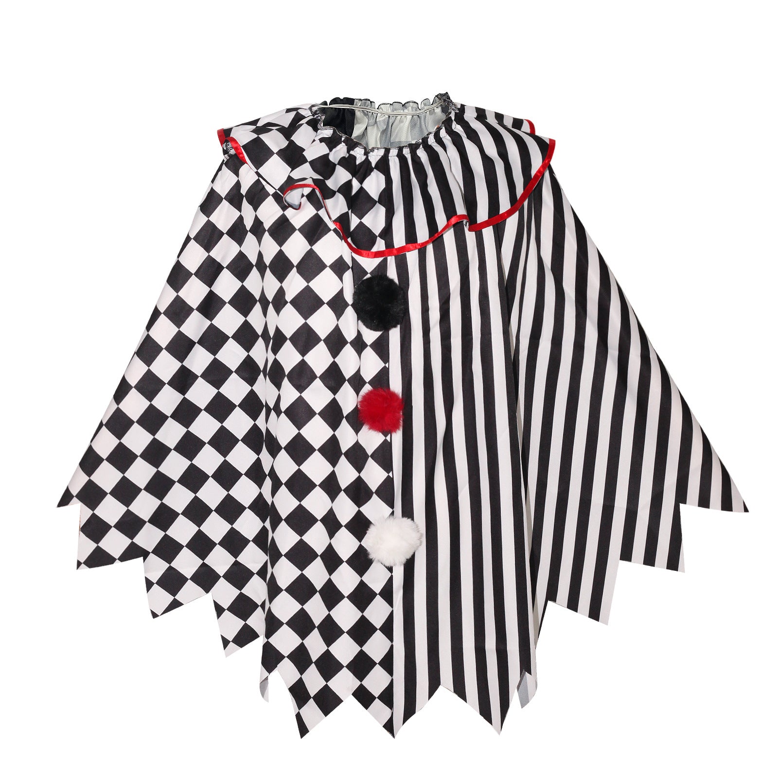 Horror Clown Cosplay Costume Halloween Women's Black and White Cape Masquerade Adult Cosplay Role Play Costume