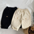 Large pocket washed cotton work pants