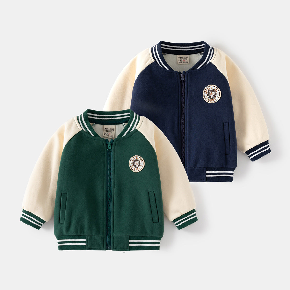 Boy's Fleece-Lined Baseball  Kids Outerwear Boy Fall Top Wholesale