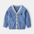 Long Sleeve V-Neck Knitted Cardigan for Boys, Casual Outerwear Spring Jacket for Kids
