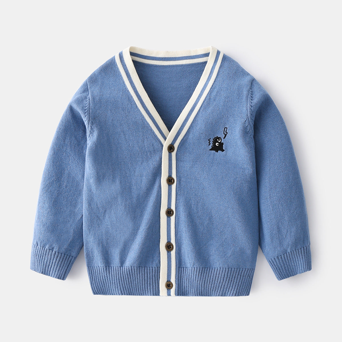 Long Sleeve V-Neck Knitted Cardigan for Boys, Casual Outerwear Spring Jacket for Kids