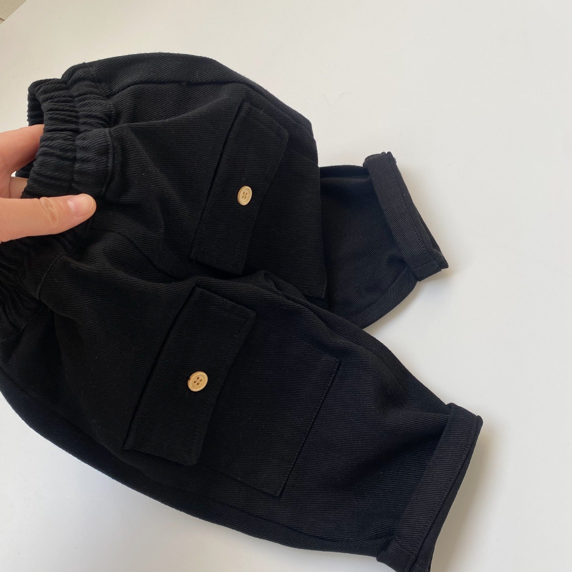 Large pocket washed cotton work pants