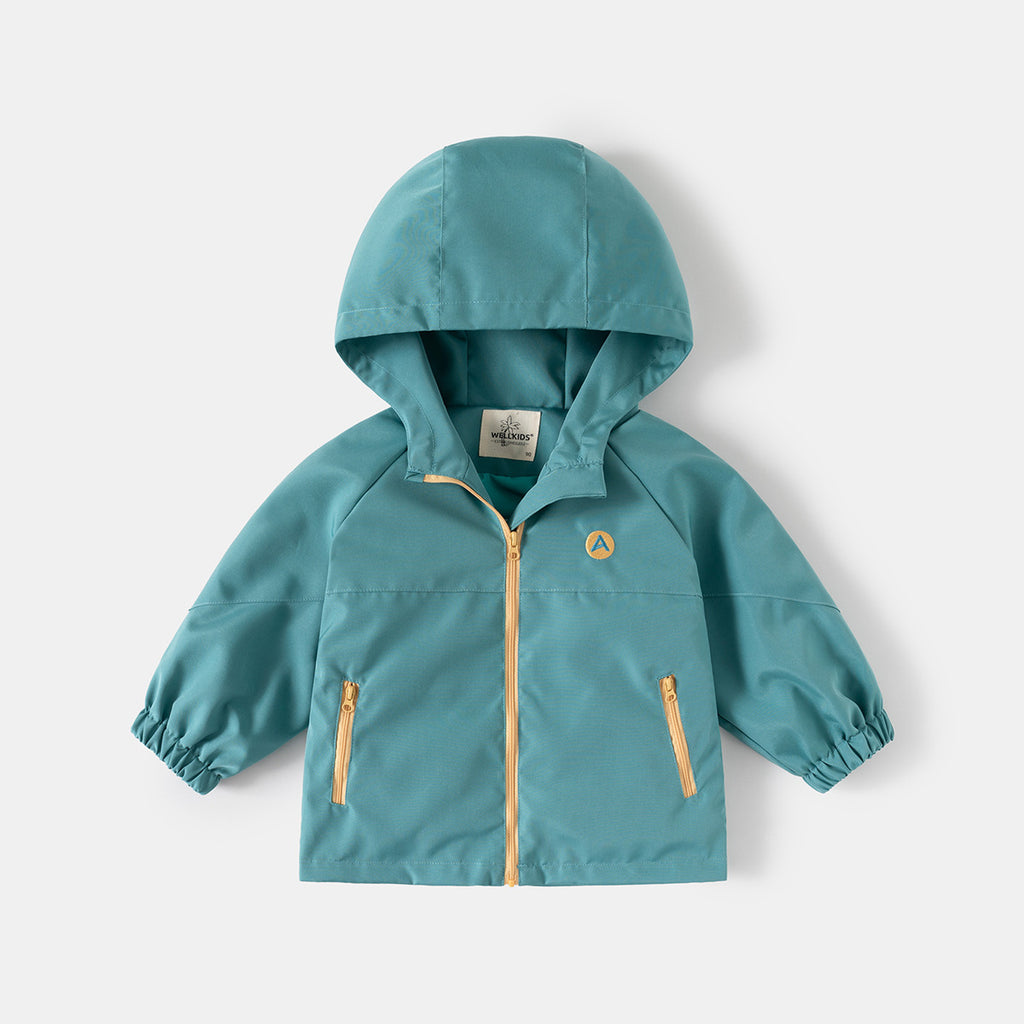 Outdoor Windbreaker for Kids Hooded Zip-Up Jacket Trendy Casual Coat