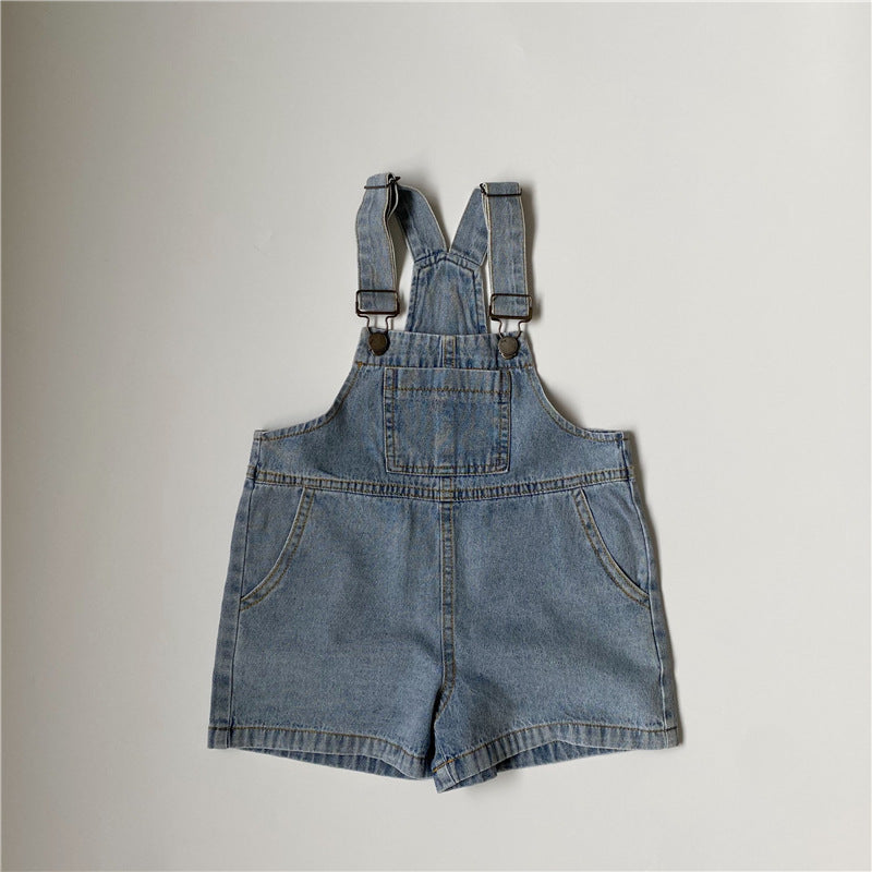 Thin denim camisole overalls
