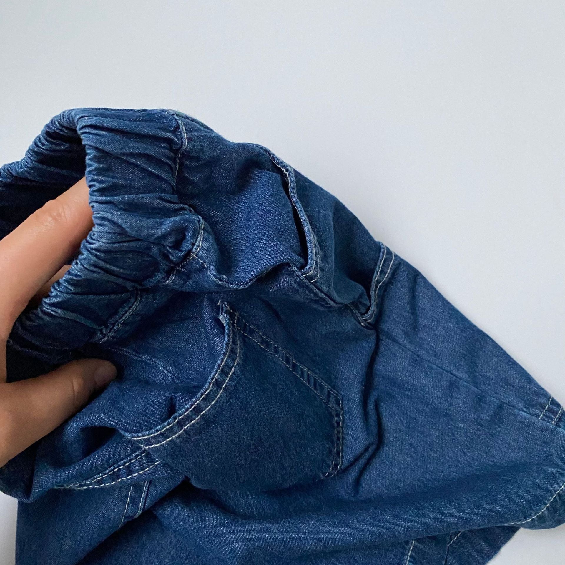Children's front pocket denim 7-inch pants