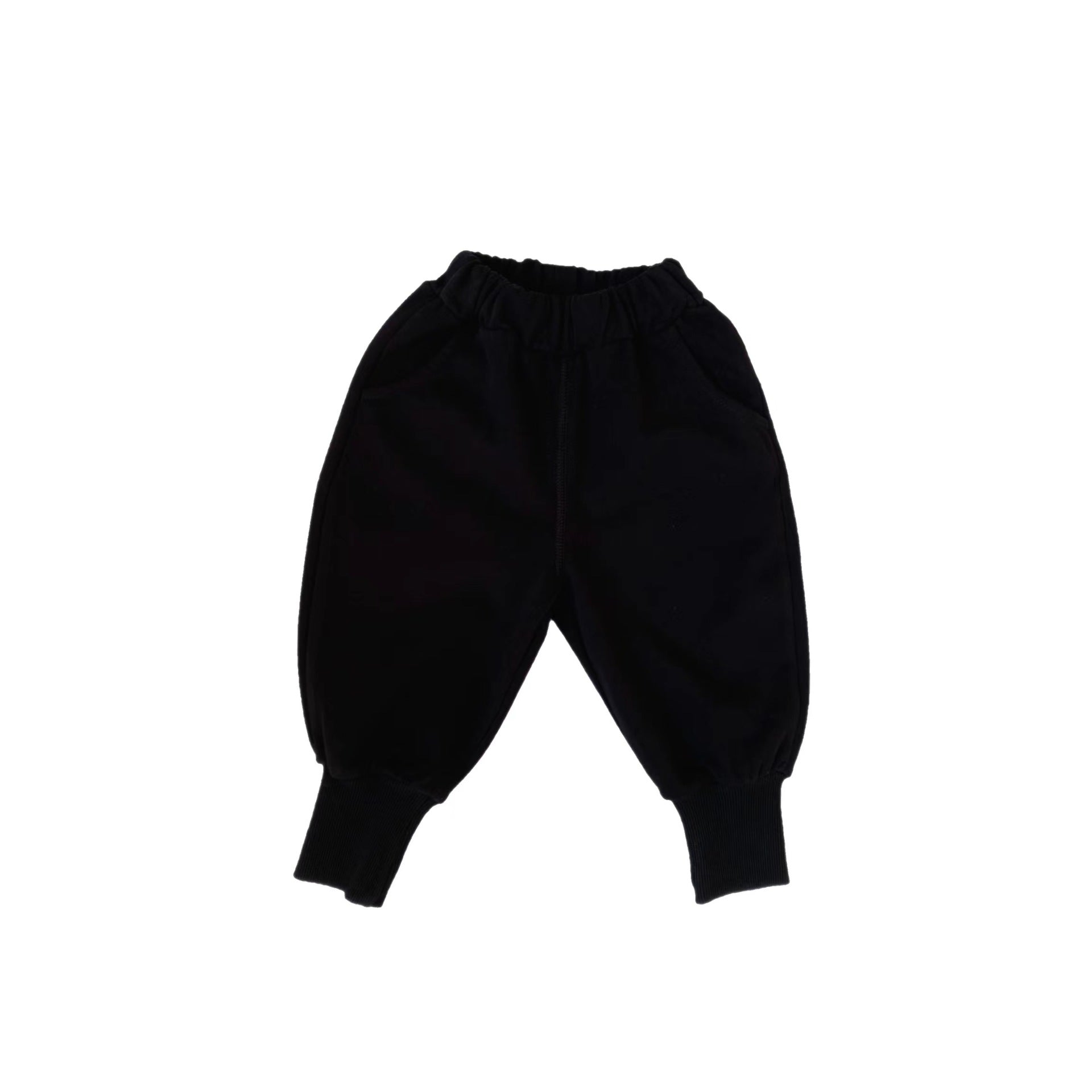 Knitted drawstring pants with external stitching