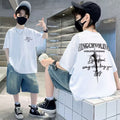 Kids Boy Short Sleeve T-Shirt Loose Fit Casual  Top Trendy Children's Half Sleeve Shirt