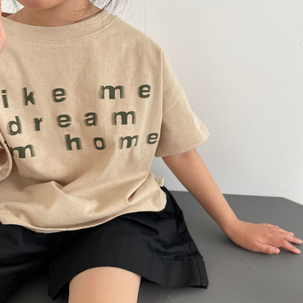 Skin friendly letter printed short sleeved T-shirt