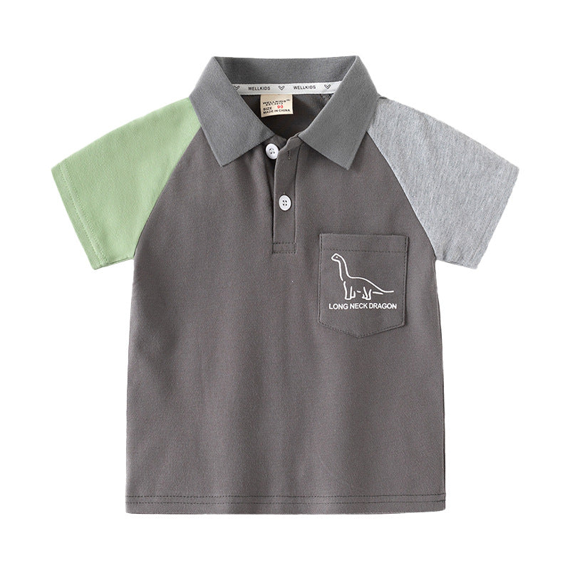 Children's Short Sleeve T-Shirt, Boy's Summer Polo Shirt, Pocket Baby Top, Trendy Casual Clothing