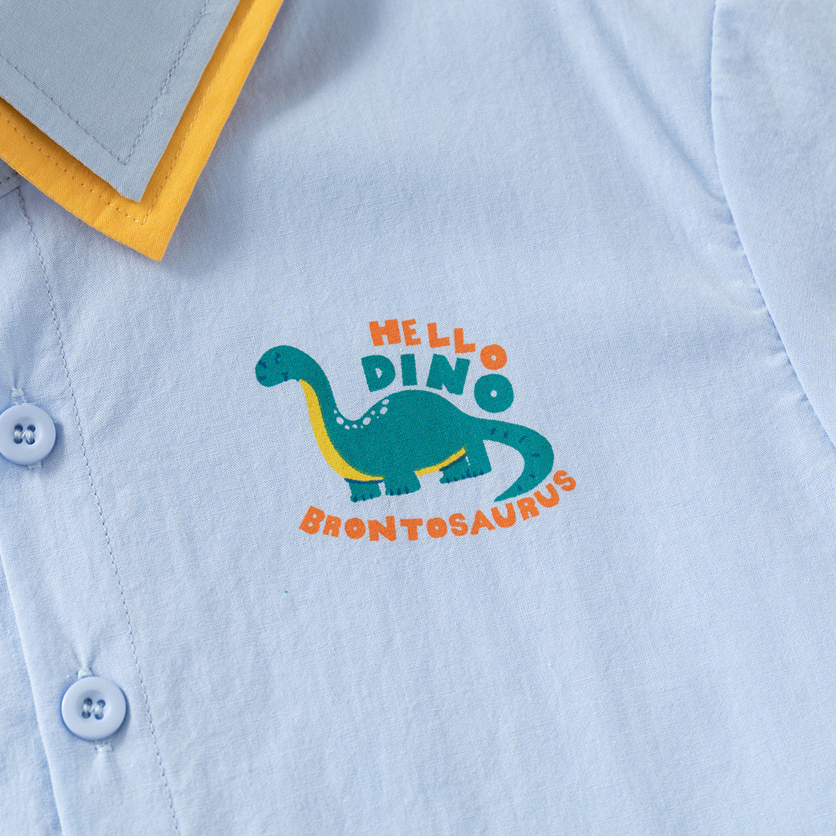 Short Sleeve Shirt for Boys Dinosaur Print Button-Down, Stylish Baby Boy's Summer Outfit