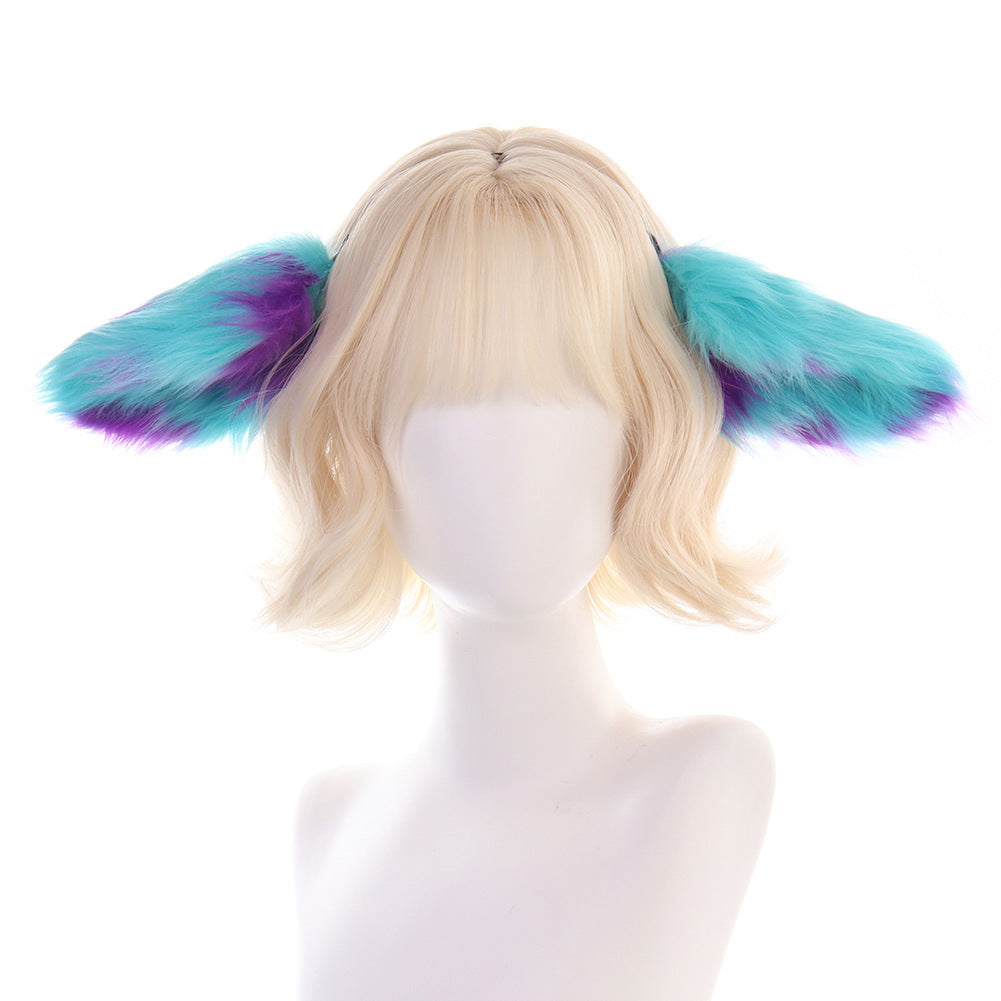 Faux Fur Sheep Cosplay Animal Ears Headband, Irregular Polka Dot Ear Hair Accessory, Halloween Headpiece, Comic Convention Prop