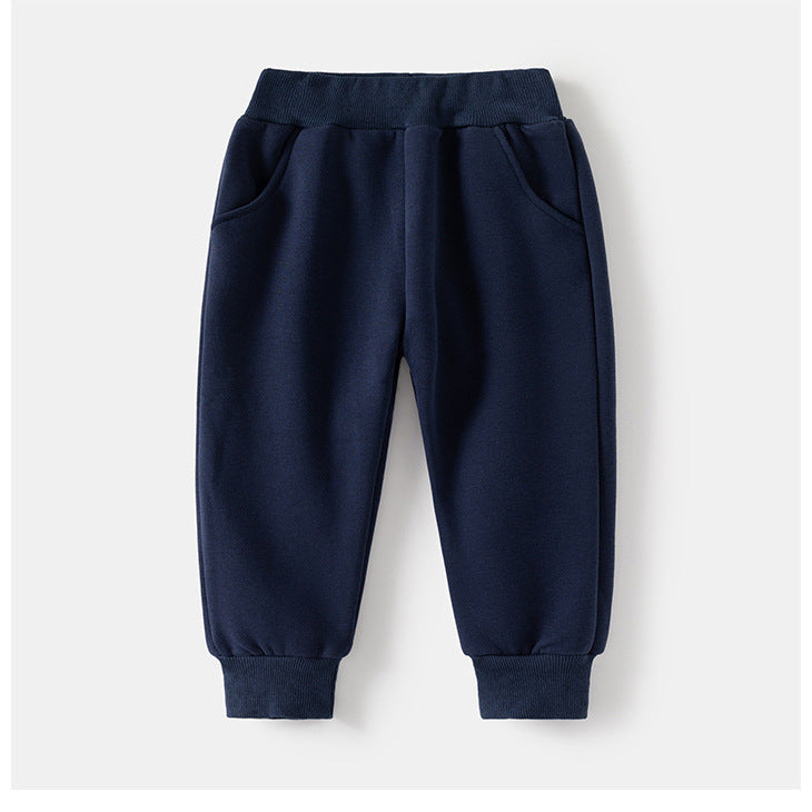 Color-blocked Fleece 2-Piece Set Kids Hoodie and Sweatpants One-piece Fleece Children's Clothing