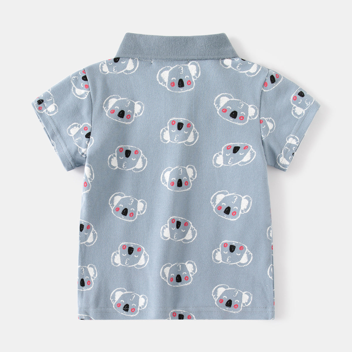 Boy's Short Sleeve Polo Shirt Fog Blue Cute Turn-down Collar Kids Short Sleeve Polo Shirt