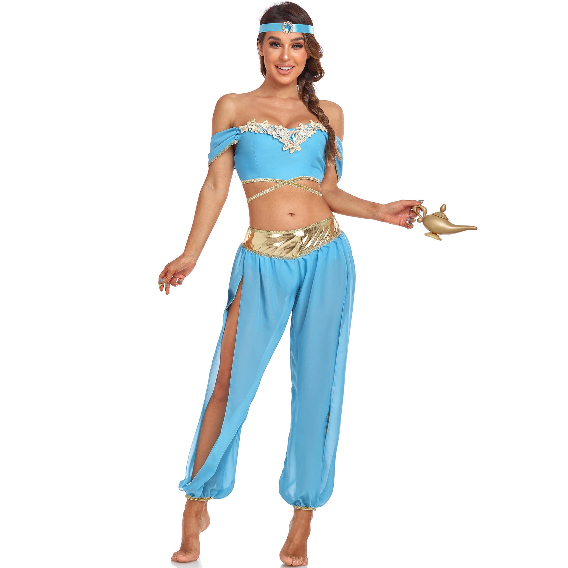Sexy Aladdin Lamp Jasmine Princess Dress Cosplay Costume Festival Party Outfit Halloween Costume