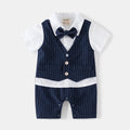 Bib Overall with Gentleman Bow Tie for Boys, Casual Style, Sleeveless Baby Romper without Hood