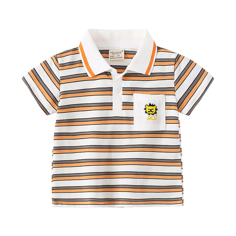 Boy's Short Sleeve T-Shirt Children's Polo Shirt Casual Top for Toddlers